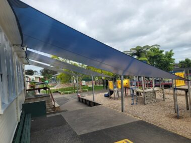 Underside of DriZ waterproof shade cloth at Oropi School NZ