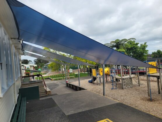 Underside of DriZ waterproof shade cloth at Oropi School NZ