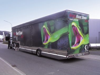 Mehler Polymar 8556 used for Graco Roadshow Truck Curtainsider Printed Fabric