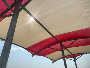 Shade Sail Tensioned Over Steel Frame using E32 - by Covered Whangamata