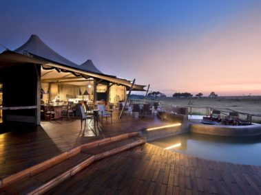 VALMEX® Lodge Deluxe FR PVC used in marquee style luxury resort roof - courtesy of Thorntree